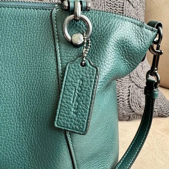 Coach Kacey crossbody bag dark green pebbled leather gunmetal hardware - Picture 5 of 12